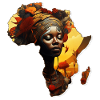 Africa Map Outline African Woman Afro Sun