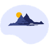 Die Sonne hinter Bergen