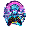 Gamer Headset Anime Synthwave Art