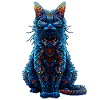 Komplizierter psychedelischer Fraktal-Katze-Rave-Pilz