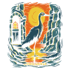 Un oiseau-grue et un donjon