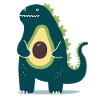 Dinosaur with avocado