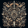 Mandala motif with knife