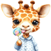 Giraffe child with lollipop