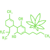 THC-Formel mit Cannabisblättern