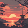 Japanese Sunset – Zen and Serene Landscape