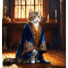 Cat in a robe