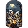 Funny Skeletons Halloween Campfire Party