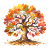 Eiche mit Herbstlaub Aquarell
