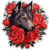 Gothic Wolf and Roses Illustration