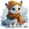 Cute kitten in winter