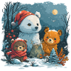 Snowman with teddy bear