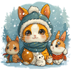 Snow hare family