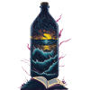 Books Reading Bottle Beach Motif