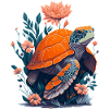 Turtle Flowers Motif