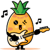 Pineapple playing electric guitar