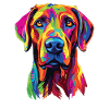Watercolor Colorful Rhodesian Ridgeback
