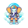 Elephant Astronaut Illustration