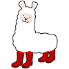 Alpaca with Red Rain Boots
