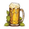 Beer glass, hops, malt, beer