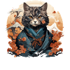 Funny Samurai Cat