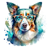 Border Collie with Glasses