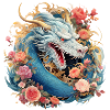 Dragon avec des fleurs