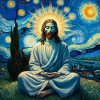 Van Gogh style Jesus Meditating