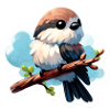 Süßer Vogel auf Ast Sticker