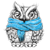 Hibou avec écharpe