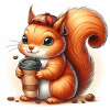 Squirrel with coffee to go