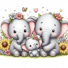 Cute elephant family