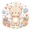Cute bear with flowers