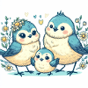Cute Bird Family