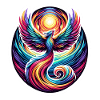 Psychedelisches Regenbogen-Phönix-T-Shirt Design