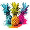 Bunte Ananas Farbkleckse Farbspritzer