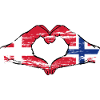 Danmark Norge Hjerteform med brugte hænder