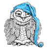 Owl with sleepyhead