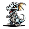 Cute Dragon Skeleton Illustration