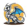 Cute Dragon Skeleton Illustration