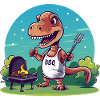 Mignon dinosaure comique au barbecue