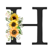 H Monogram Sunflowers