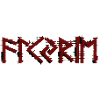 Valkyrie lettering red runes