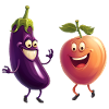 Eggplant and peach happy together
