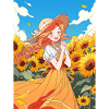 Anime Girl Sunflowers