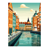 København Danmark Vintage Rejseplakat Souvenir