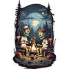 Zombie Camping Halloween Spooky Campfire