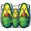 Avocado familie mor, far, barn sover i sengen