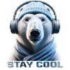 STAY COOL - Ours polaire avec écouteurs, écharpe et chapeau