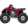 Red quad with off-road tires